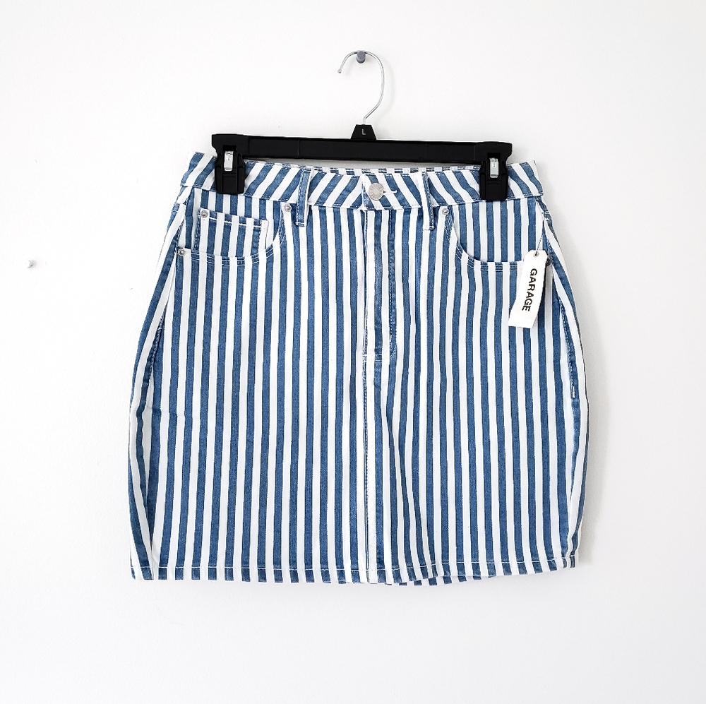 NWT Garage denim skirt striped sz medium